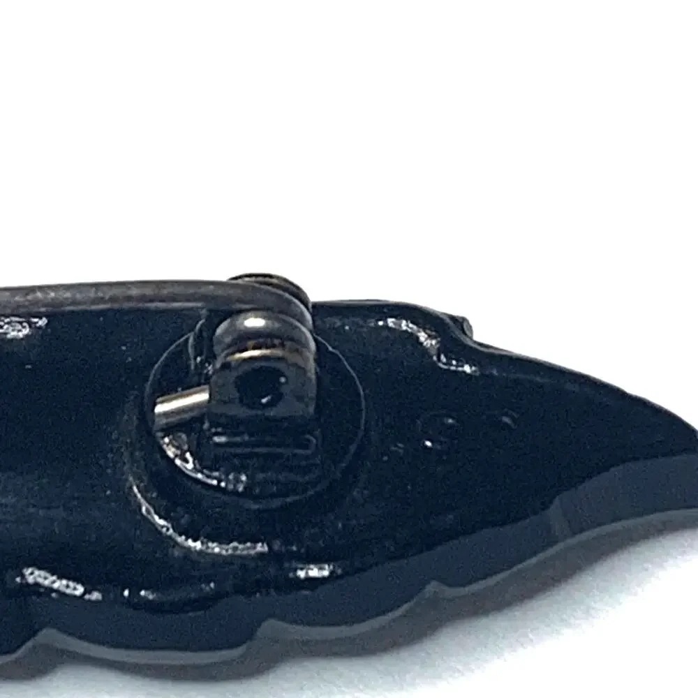 Vintage c.1950's Czechoslovakian Art Deco Style‎ Black Leaf Brooch